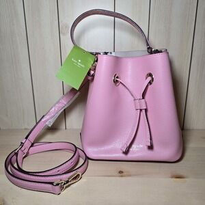 Kate Spade New York Eva Breezy Floral Pink Small Bucket Handbag Crossbody NWT